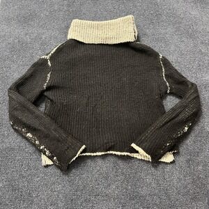 Don't Ask Why Sweater Womens One Size Black Chunky Knit Pullover Raglan Italy